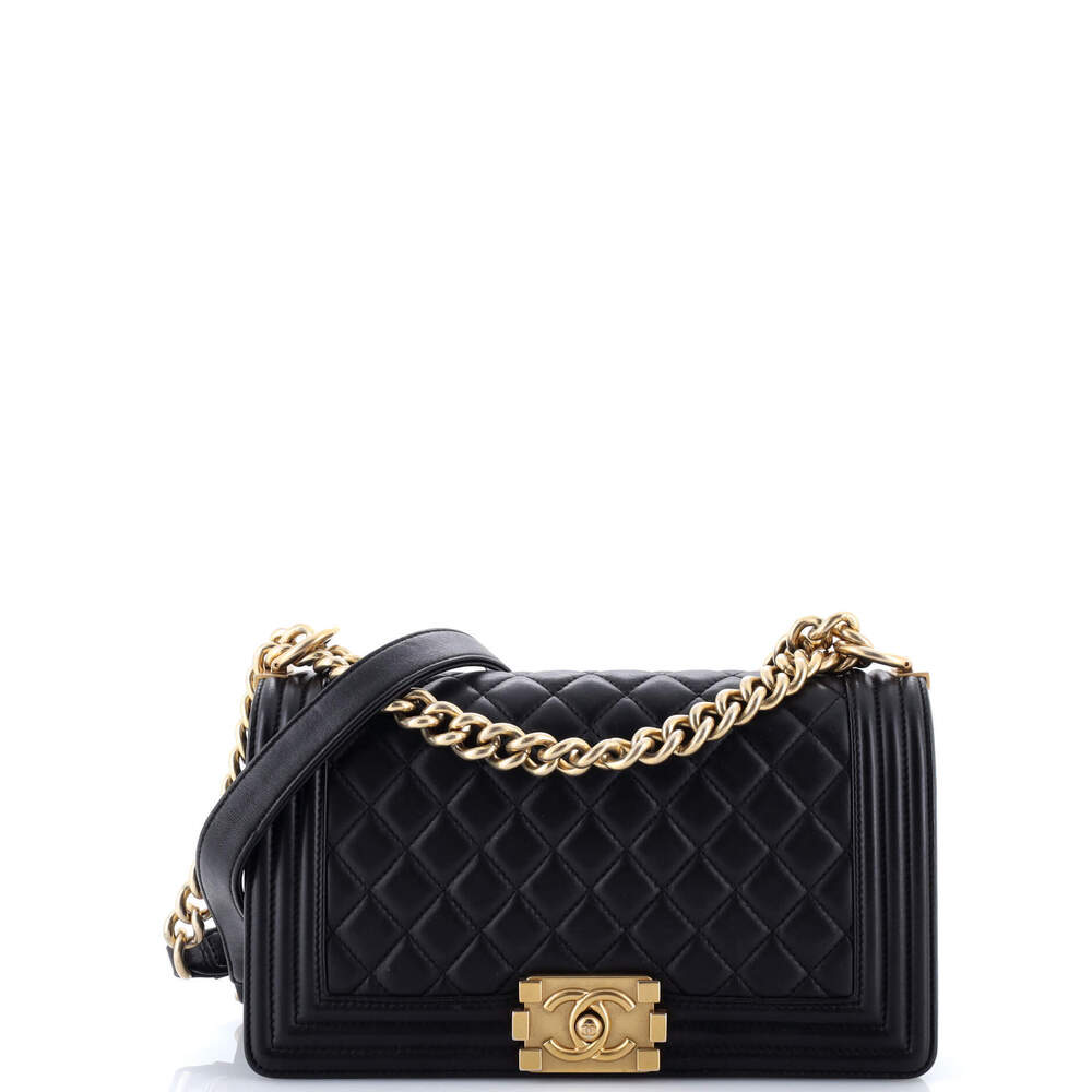 Chanel Old Medium Boy Flap Bag Quilted Lambskin